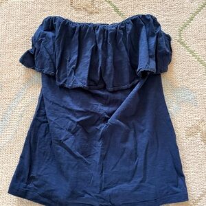 Lilly Pulitzer Strapless Navy Blue Top with Ruffle